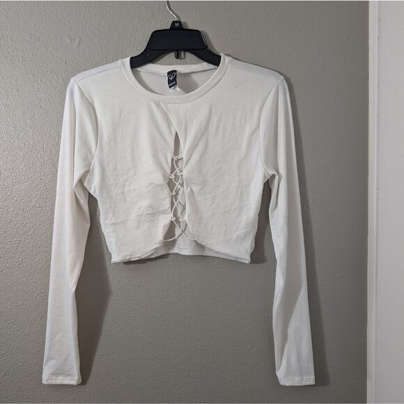 Windsor lace up crop top long sleeve - Picture 1 of 4